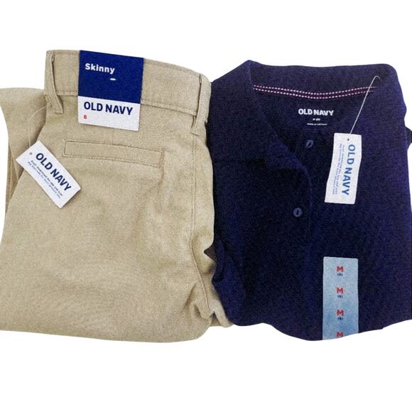 8 New Old Navy Skinny Chino And Navy Short Sleeve Polo - Picture 1 of 4